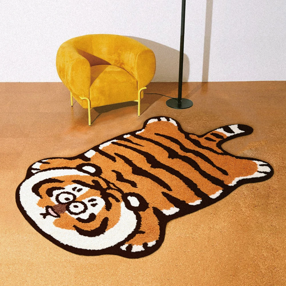 

Living Room Carpet Lovely Cartoon Children Room Decoration Fluffy Plush Thick Anti-skid Rug Irregularly Shaped Tiger Doormat 카펫