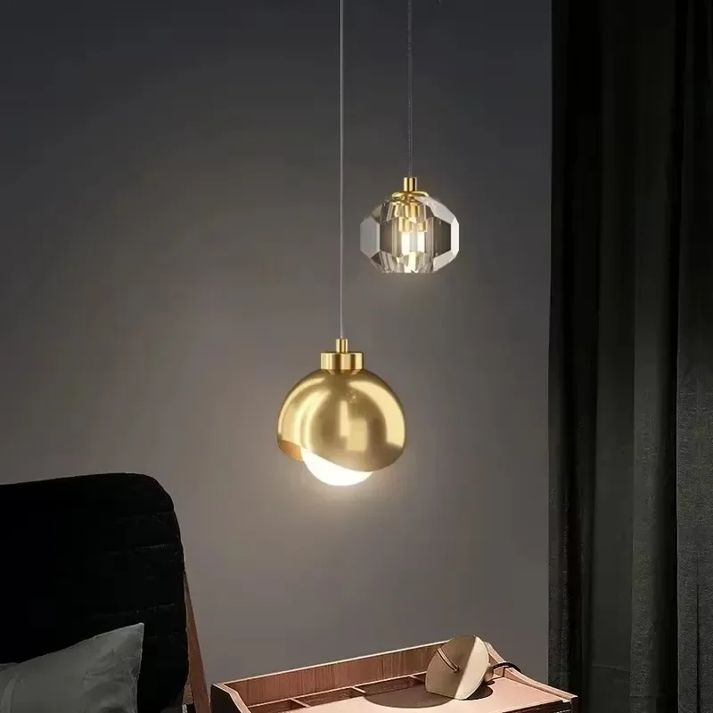 Modern Linear LED Pendant Light Luxury Hanging Chandelier for Bedroom Bedside Dining Room Living Room Ceiling Lighting Decor