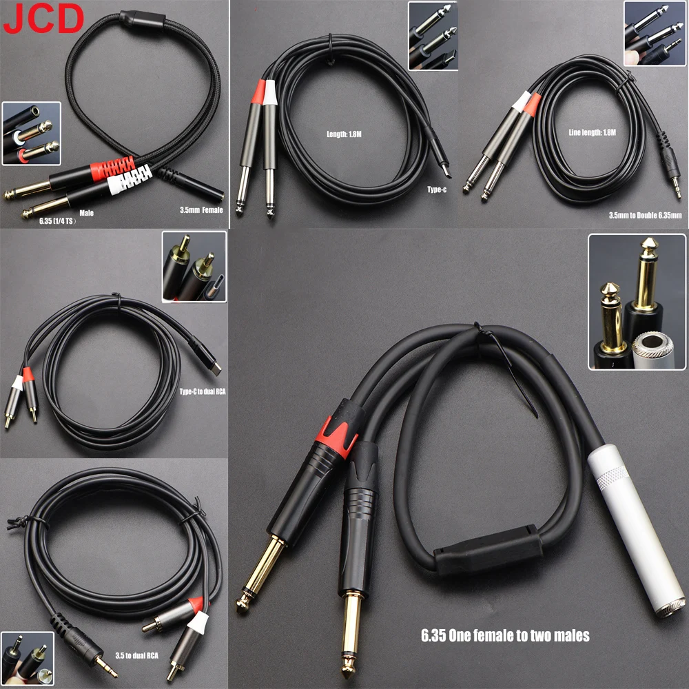 Para IPhone 3,5mm USB tipo C a doble conector de 6,35mm Cable de Audio de entrada para ordenador portátil mezclador conexión de Audio de mezclador pieza electrónica