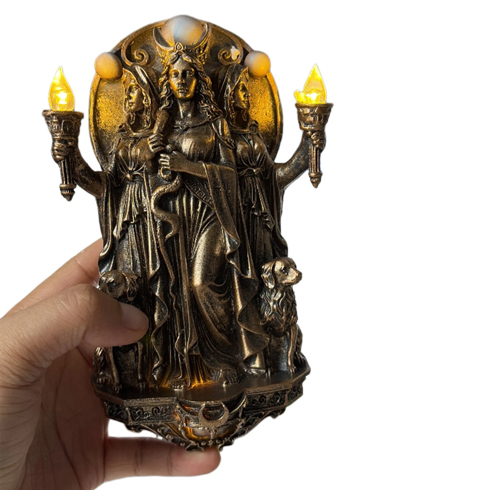 Triple Goddess LED Wall Light with Torches & Dogs Wall Mounted Lights Cordless Design Wall Sconces for Bedroom Stair Hallway