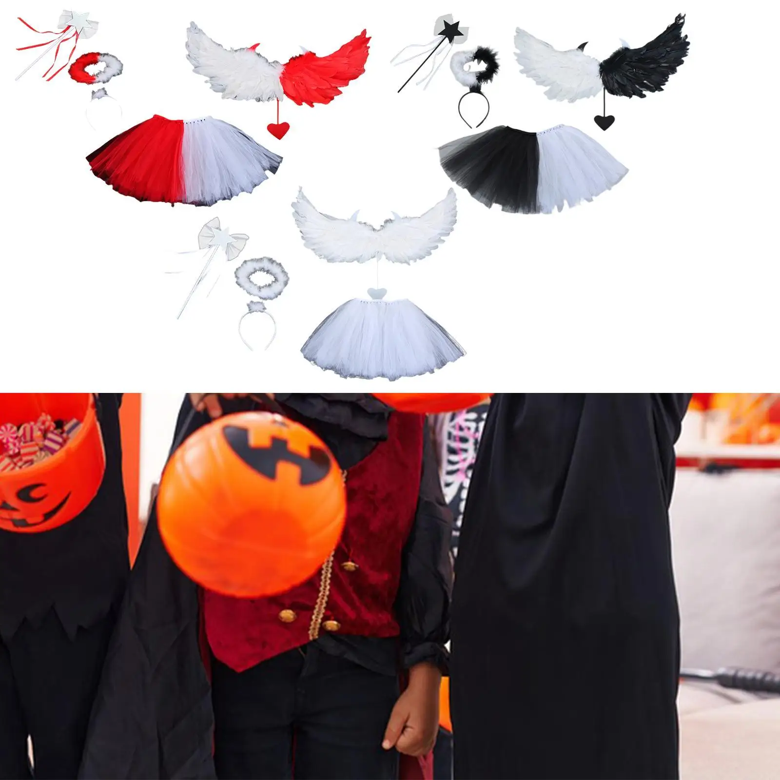أزياء الملاك للفتيات، ملابس تنكرية للأطفال، تنورة توتو للعب الأدوار، مستلزمات حفلات أعياد الميلاد #4