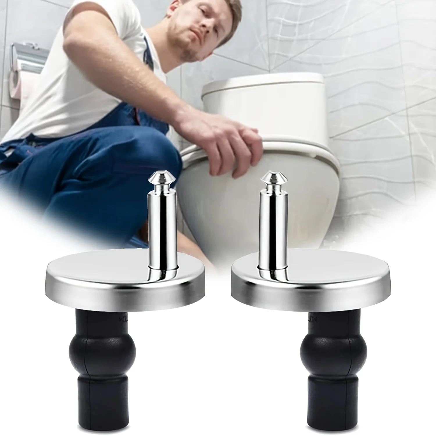 2pcs Universal Toilet Seat Bolts and Screws Replacement Quick Release Seat Hinge Fixings Parts, Suitable for 14mm-16mm Holes