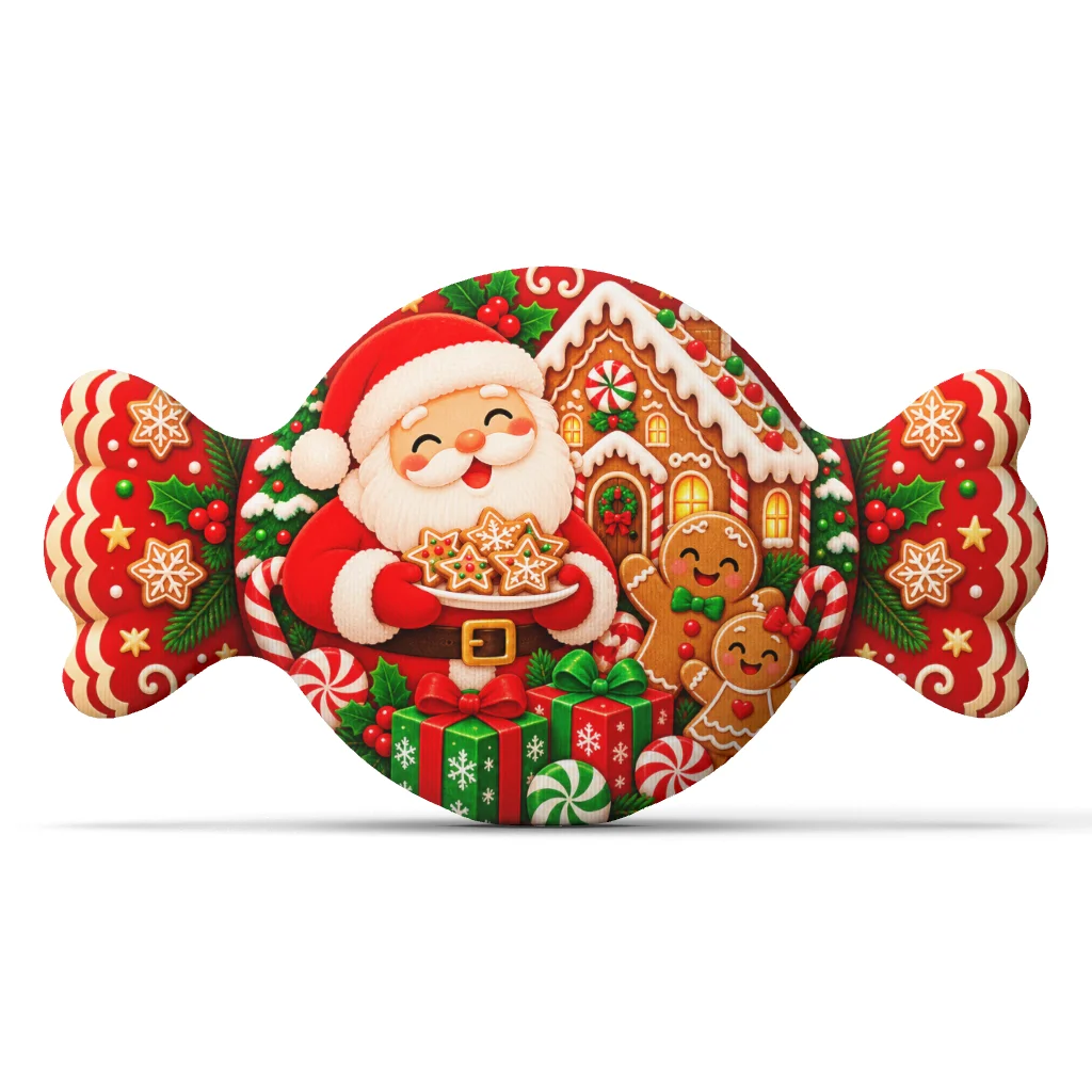 Christmas Santa Claus Gingerbread Cookie House Plush Shaped Throw Pillow Holiday Cushion Winter Sofa Decor Gift Living Room