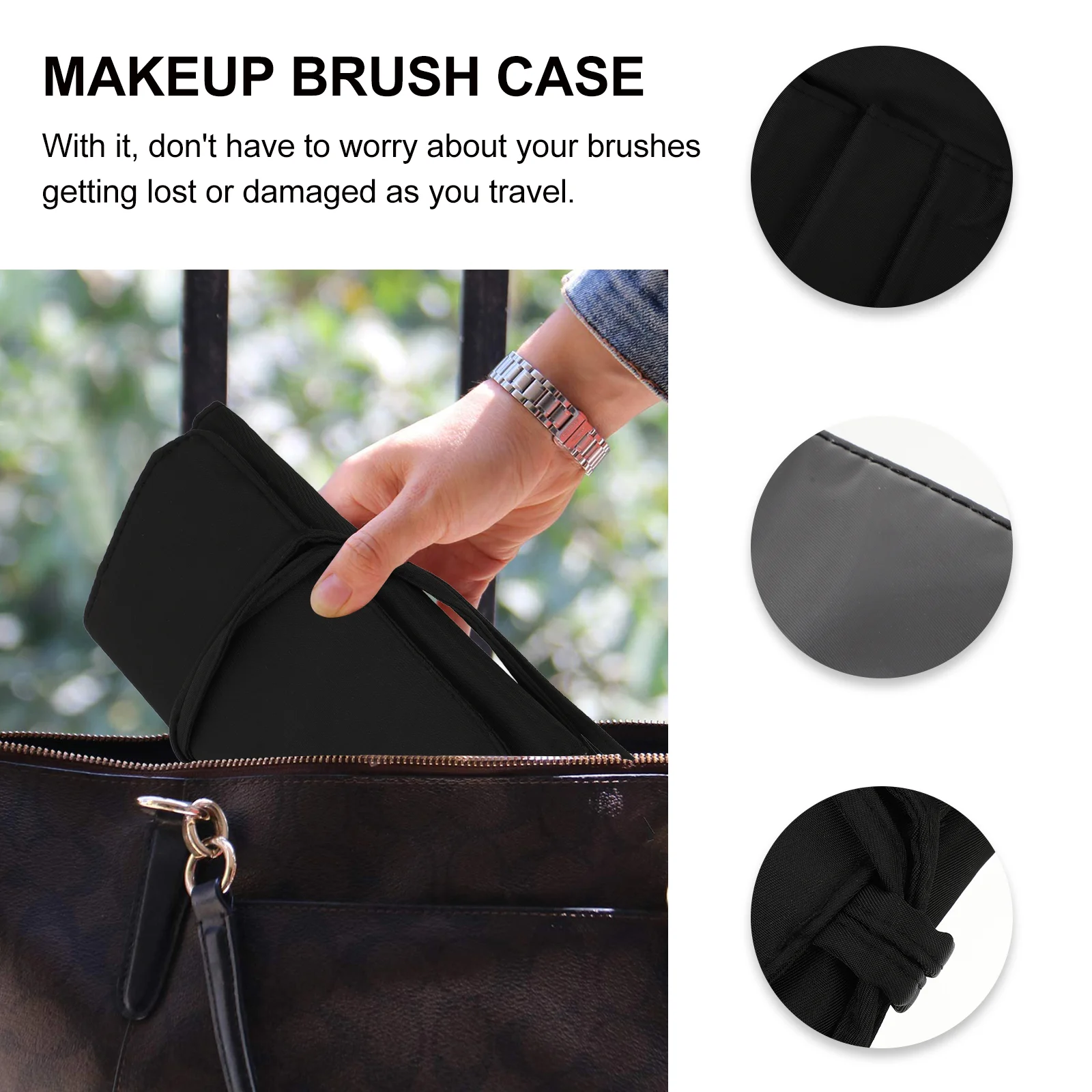 Makeup Brush Storage Bag Cosmetics Rolling Organizer for Travel Pouch Holder Fold