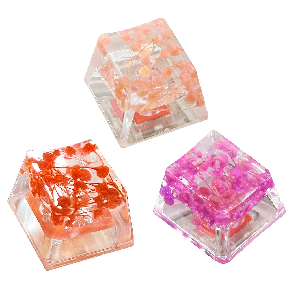 Resin Dry Flowers Keycap Novelty Artisan Keycap Resin Keyboard Cap Epoxy Resin DIY Translucent Keycap for Mechanical Keyboard