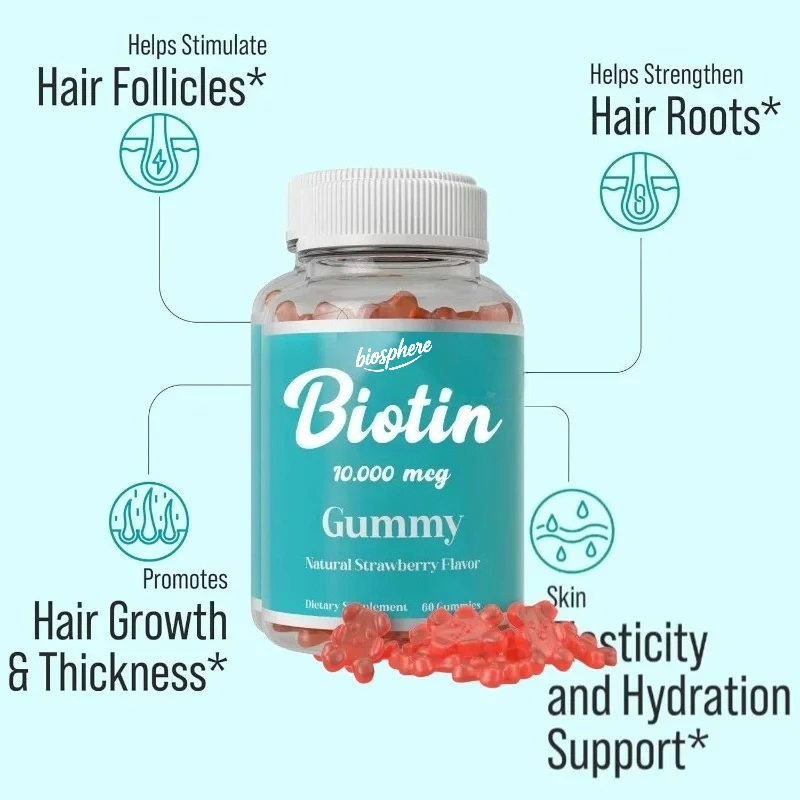 

Биотин 10000мкг маркеры - для здоровья роста волос, кожи и ногтей, поддерживающих как для женщин и мужчин.