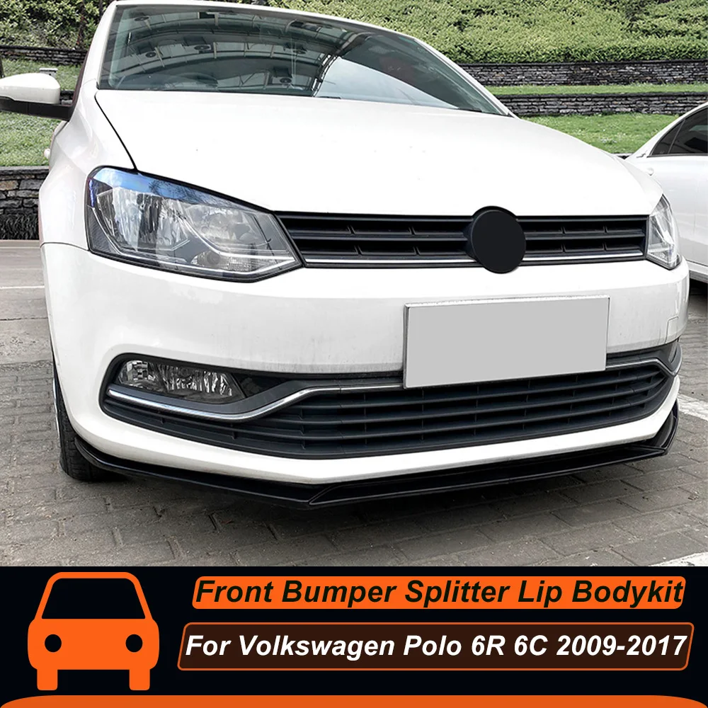 

For Volkswagen Polo 6R 6C 2009-2017 Front Bumper Splitter Lip Chin Bodykit Spoiler Diffuser Protector Guard Exterior Accessory