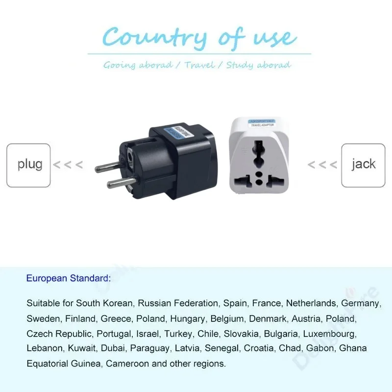 1szt Wtyczka UE Adapter elektryczny Uniwersalna gniazdo zasilania Konwerter gniazda AC USA do UE Korea Hiszpania Francja Rosja Zasilacz sieciowy AC