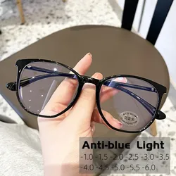 Oversized Round Ultralight Myopia Glasses Women Men Protective Computer Eyeglasses Optical Spectacles Diopter 0 -1.0 -1.5 -6.0