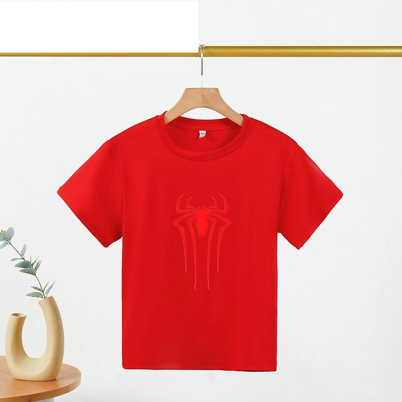 T-shirt à manches courtes Spider Man pour enfants, T-shirt d'été rouge pour enfants, T-shirt décontracté pour garçons et filles, T-shirt Spider Man, Vêtements mignons, Phare, Nouveau