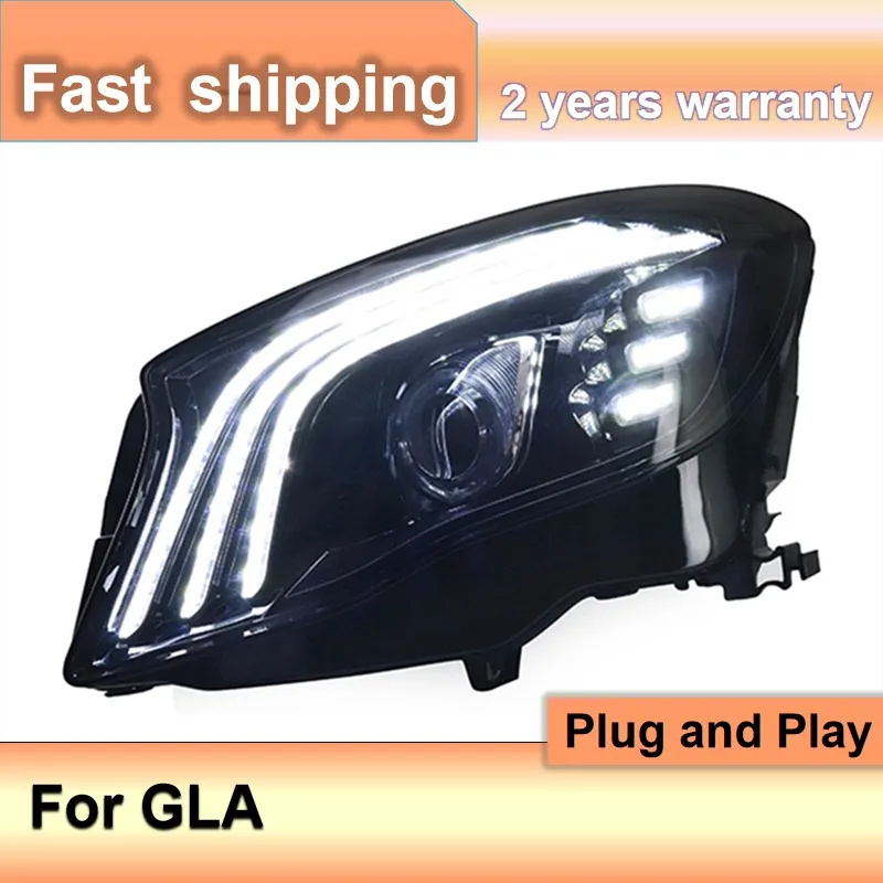 Car Accessories for Mercedes GLA Headlight Assembly 2015-2019 GLA200 Headlights GLA220 GLA260 DRL Turn Signal High Beam Project