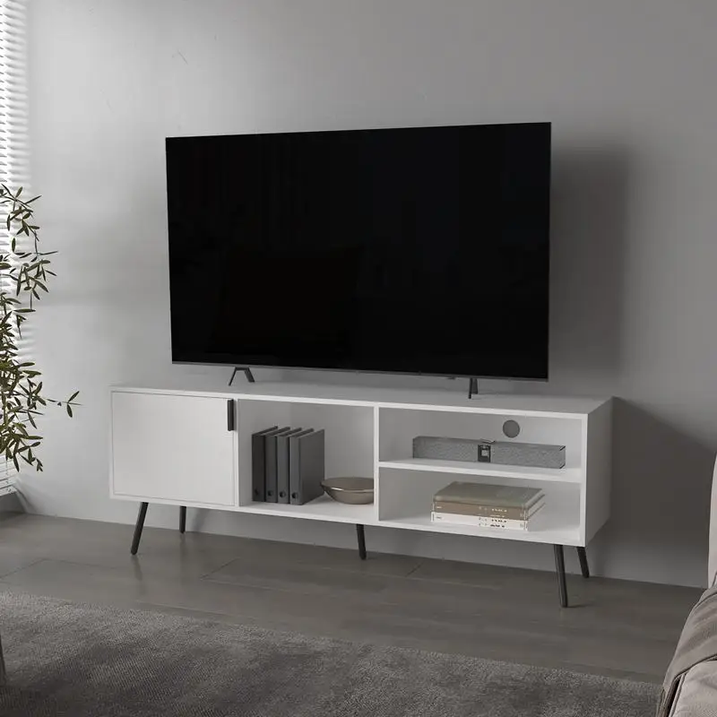 

Подставка для телевизора Multistorage с дверцей и открытым хранилищем, белая отделка