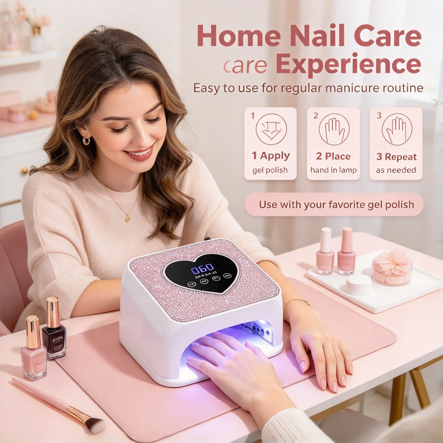 UV LED Curing Light, 21 LED Beads with 4 Timer Modes, Detachable & Washable Base, Portable Electric Curing Lamp