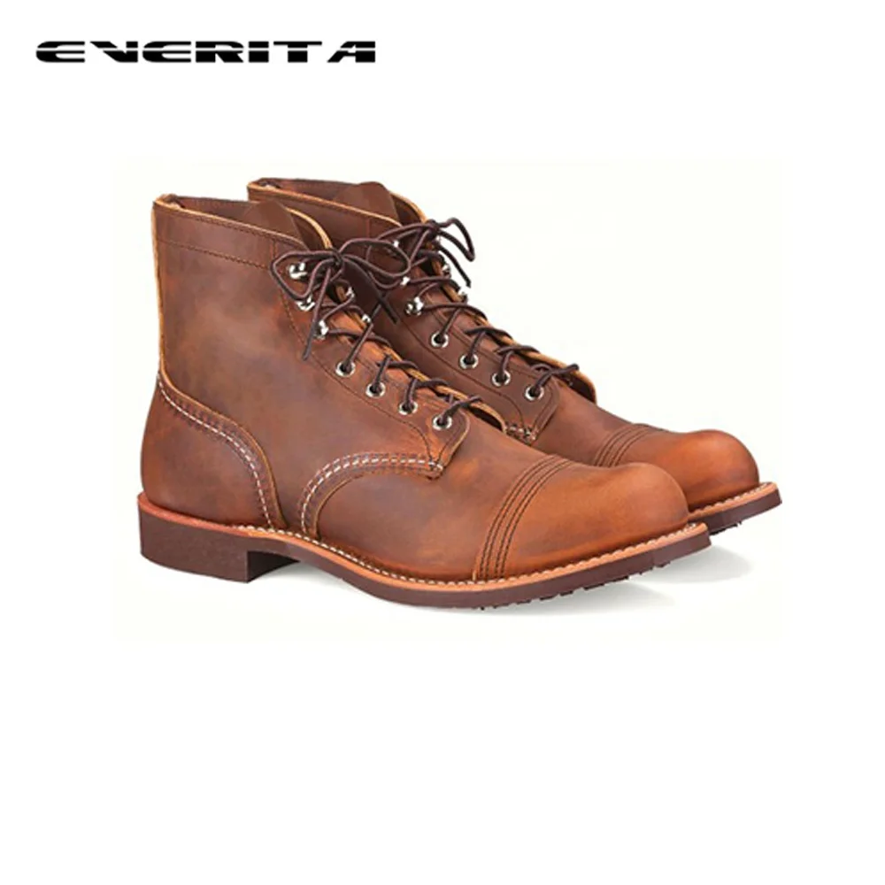 Bota de cordões de couro genuíno, sapato baixo vintage, tendência, outono e inverno