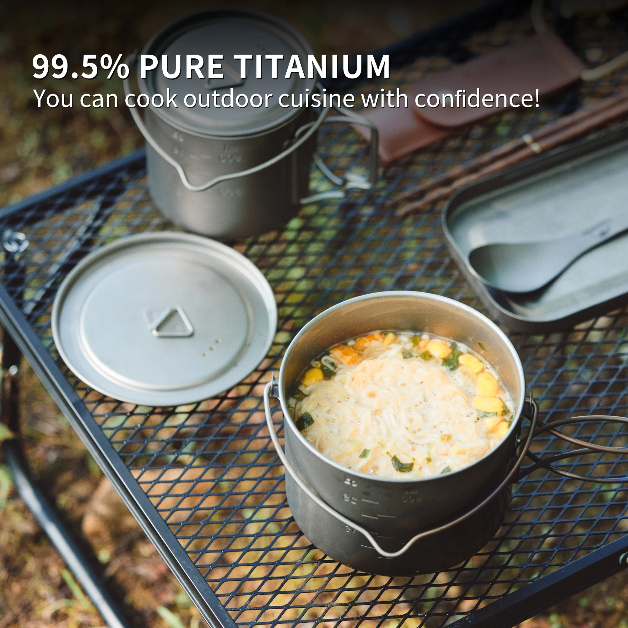 Naturehike Titanium Pot 900ml with Lid Foldable Handle Camping Cookware Portable Ultralight Hanging Pot Outdoor Cooking