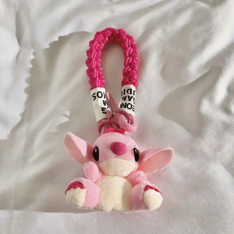 Doce disney anjo ponto homem e mulher casal bonito criativo dos desenhos animados boneca chaveiro nova moda decoração cordão do telefone móvel