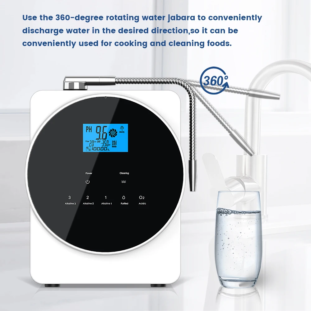 CAWOLO Home Alkaline Water Ionizer pH 4.5 to 10.5 Acid Alkaline Water Maker Machine with Filter 11 Plates PH Water Machine