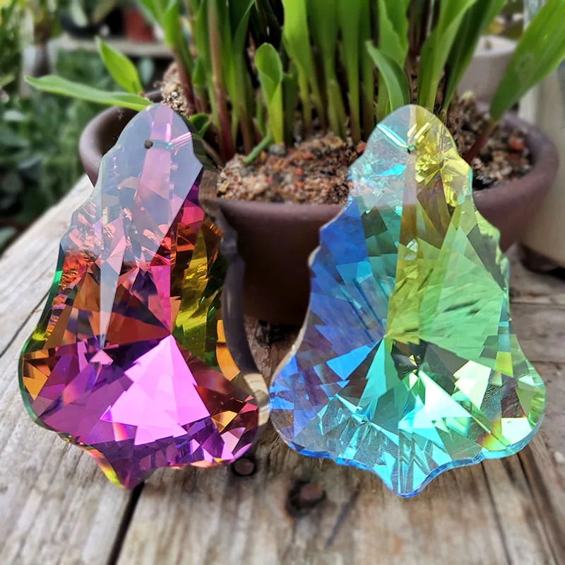 76mm Rainbow Christmas Tree Prisms Hanging Crystal Suncatcher Chandelier Prism Parts Home Wedding Decor Ornament Sun Catcher
