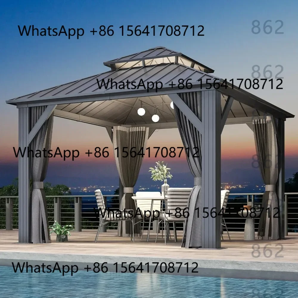 

Беседка Peiqi 10 x 10 футов с оцинкованным твердым верхом — алюминиевая вентилируемая беседка с двойной крышей Heavy-D, дышащей сеткой и конфиденциальности Curt