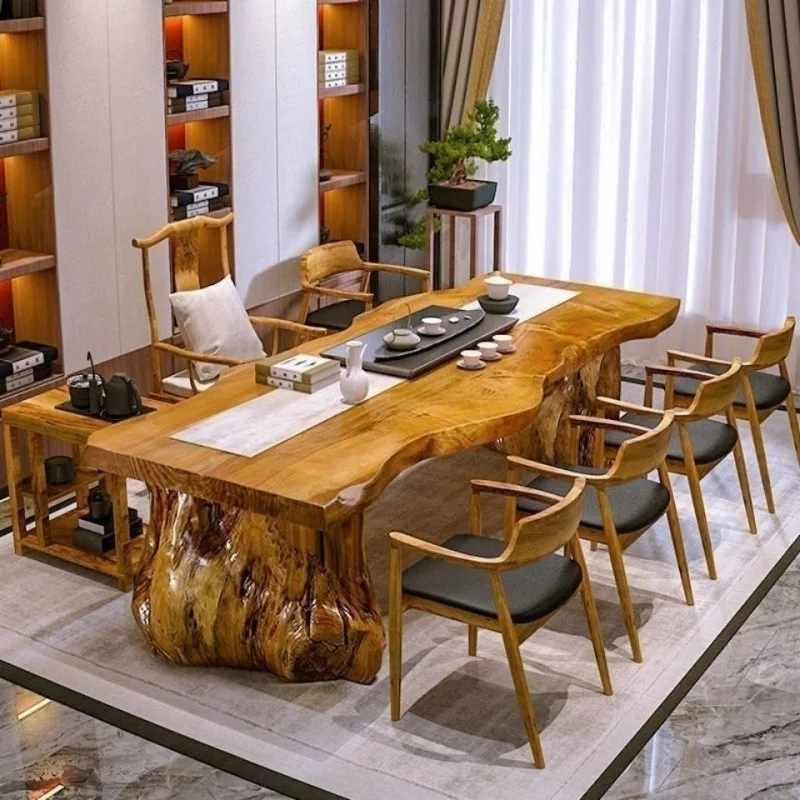 

Solid wood household living room chair Internet celebrity large board table office commercial tea