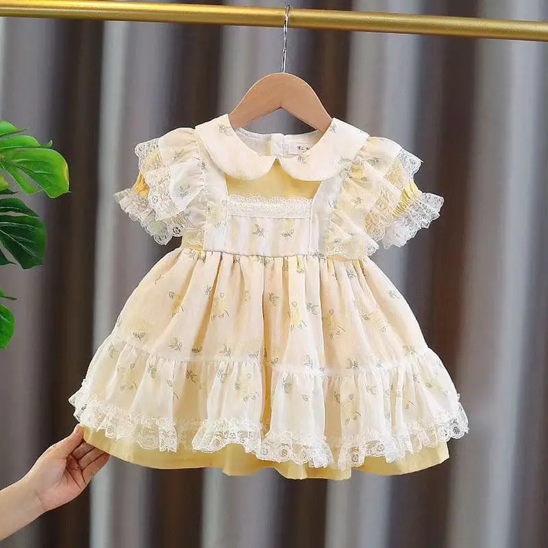 Kinder Mädchen Lolita Sommer modische Kinder Prinzessin Kleid Mädchen Baby Spitze flauschige Mesh Kleid Sommerkleid Mädchen Kleidung