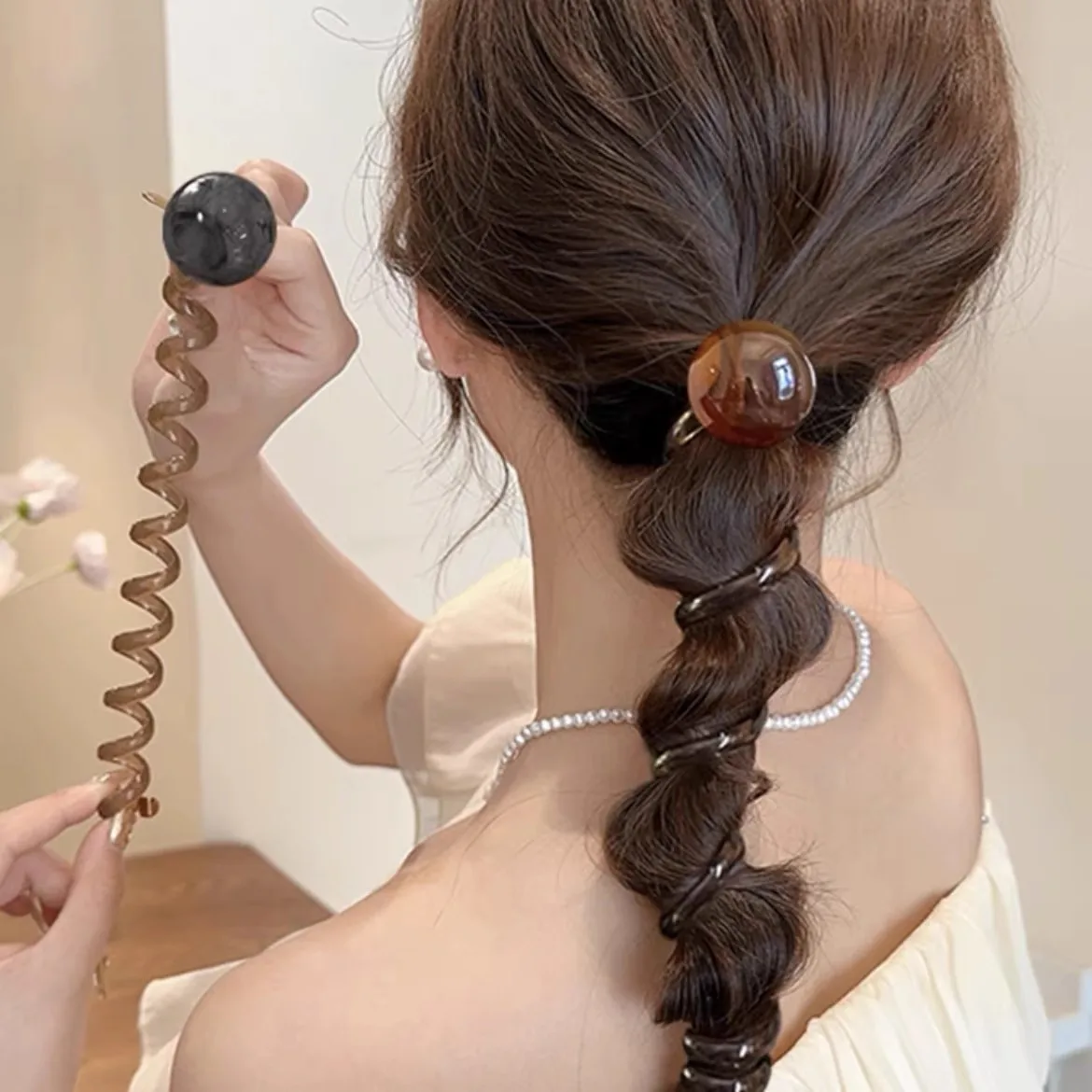 Vintage Ball Heart Straight Elastic Headband For Women Girls Ponytial Holder Hair Tie Scrunchie Hairband Hair Accessories