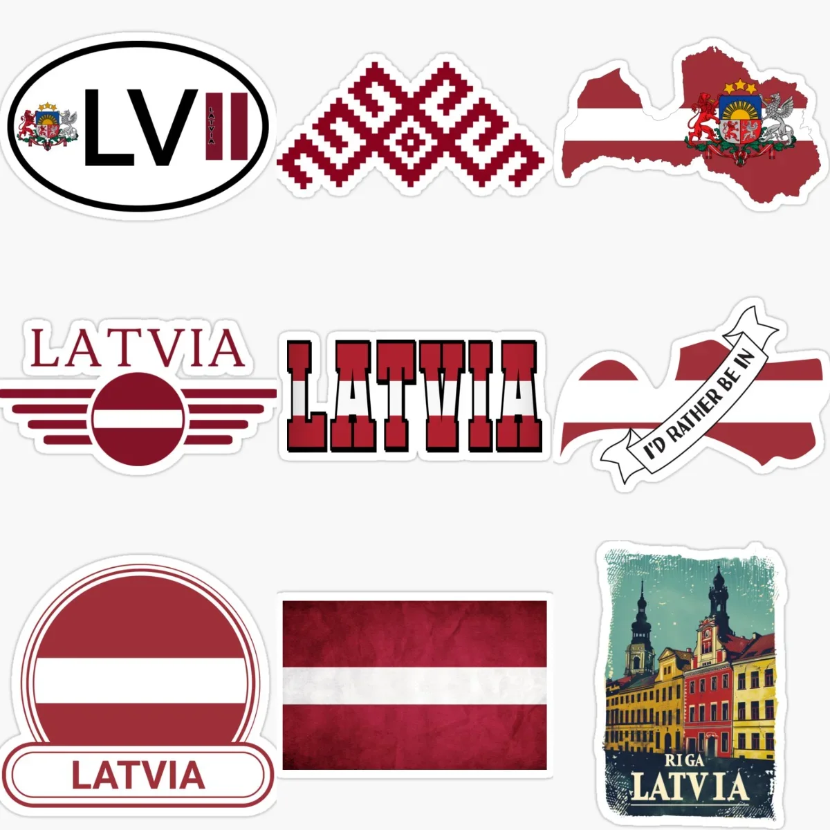 

Latvia Flag Map National Emblem Creative PVC Sticker for Decorate Car Van Helmet Motorcycle Window Fridge Wall Decal Accessorie