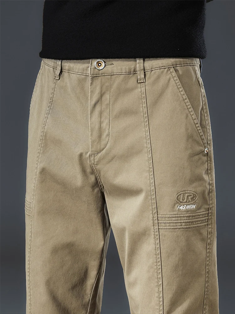 بنطال كارجو ضيق غير رسمي للرجال ، ملابس ماركة ، كاكي ، رمادي ، بنطلون رجالي ، مطاطي ، خريف ، قطن ، جديد ، #3