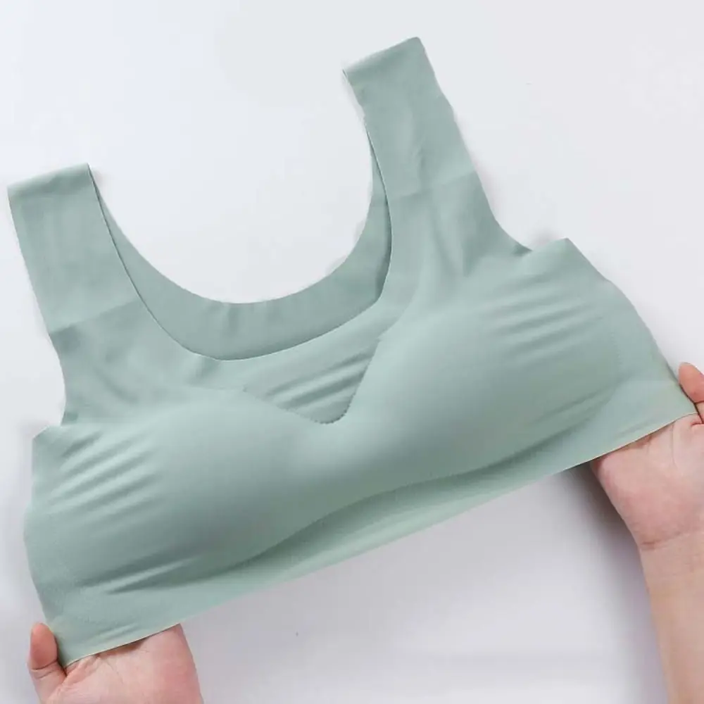 Fashion Wireless Ice Silk Padded Bra Beauty Back Vest Tops Seamless Bra Sport Bralette Ultra-thin Women's Push Up Bra Gift