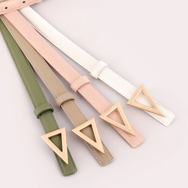 

Triangle Buckle Split Leather belt stylish casual Belt For Women