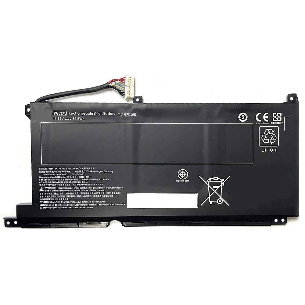 7XINbox PG03XL 11.55V 4323mAh 52.5Wh Laptop Battery for HP Pavilion Gaming 15-DK0000 HSTNN-DB9G L48430-AC1