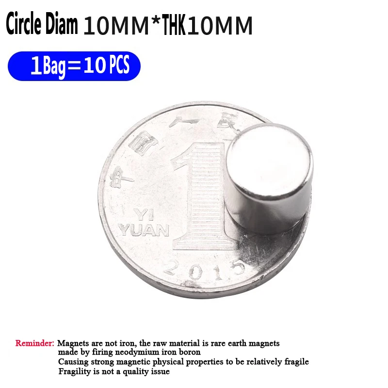 

Super Strong Magnet 10x10mm-10pcs Round Magnetic NdFeB Neodymium magnet Powerful Disc imanes