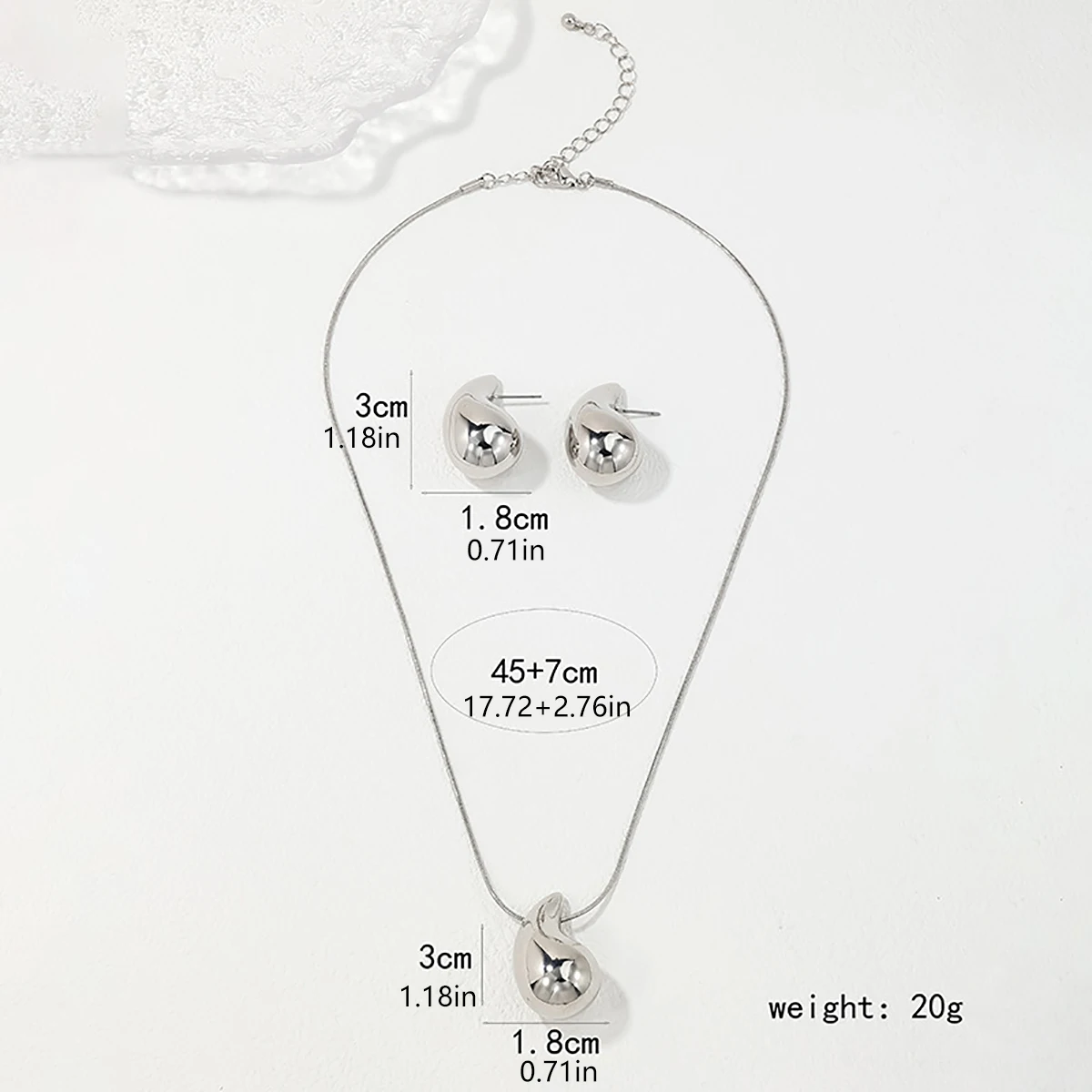 3Pcs Drop Necklace Earrings Teardrop Dainty Gold Plated Water Drop Pendant Necklace Tear Drop Trendy Jewelry Gifts for Women image 6