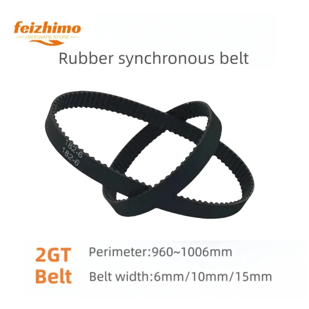 

2GTGT2 Wide 6/10/15mm Black Rubber Belt Synchronous Belt Circular Belt Circumference 960-1006m 3DPrinter Accessory Suitable For