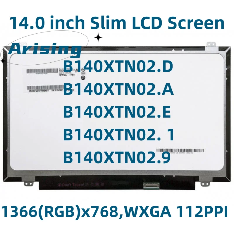 Tela da Matriz do Portátil Painel do Lcd 14 B140xtn06.d Ajuste B140xtn06.e B140xtn06.a B140xtn06.9 B140xtn02.1 Edp 30 Pinos 1366×768