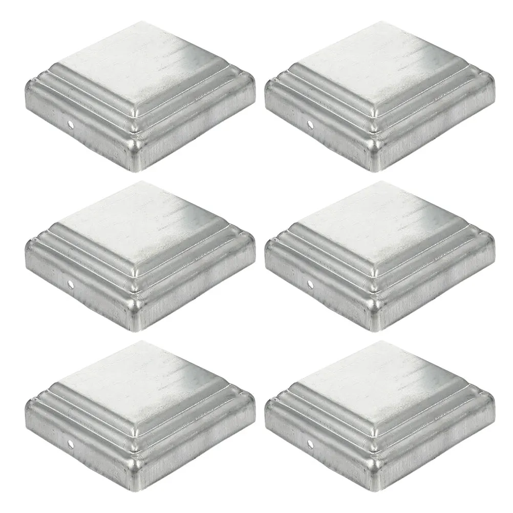 

6pcs Fence Post Caps Steel Square Durable Zinc Coated Traffic IsolationSolar Fence Accessories Outdoor Lighting