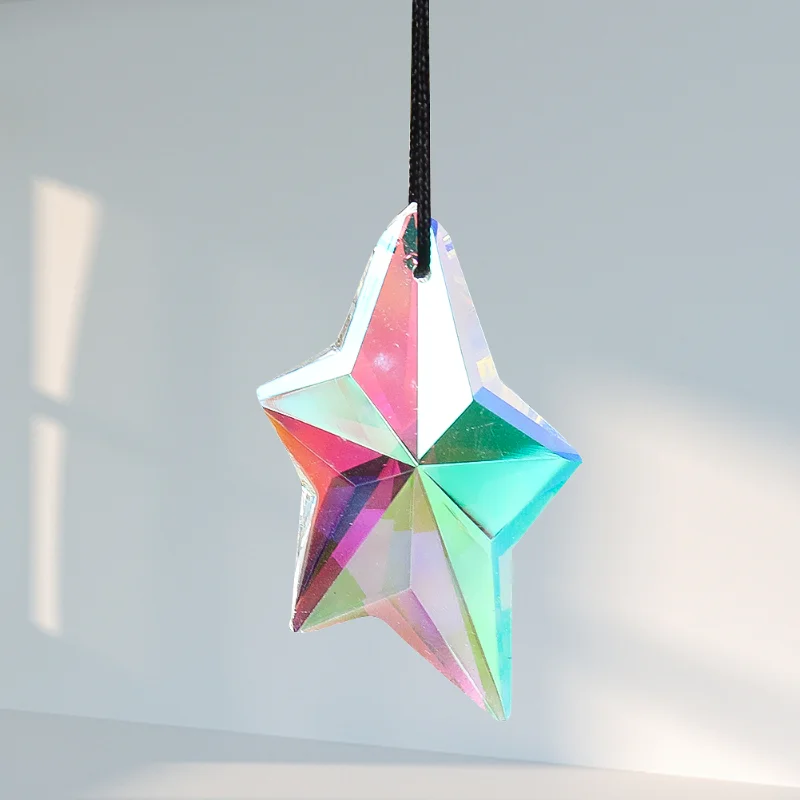 38/50MM Laser Faceted Prism Glass Neptune Starfish Star AB Color Crystal Pendant Pentagram Rainbow Sun Catcher Chandelier Dangle