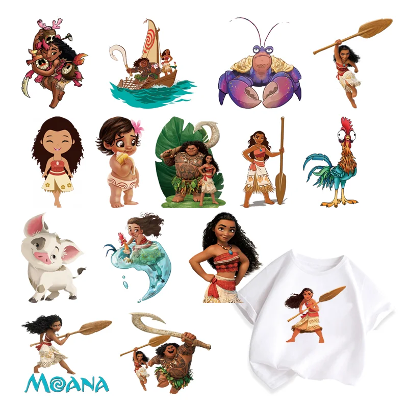 Disney Moana fusible clothing patches thermo-stickers for children DIY Sewing Decoration stripes on clothes