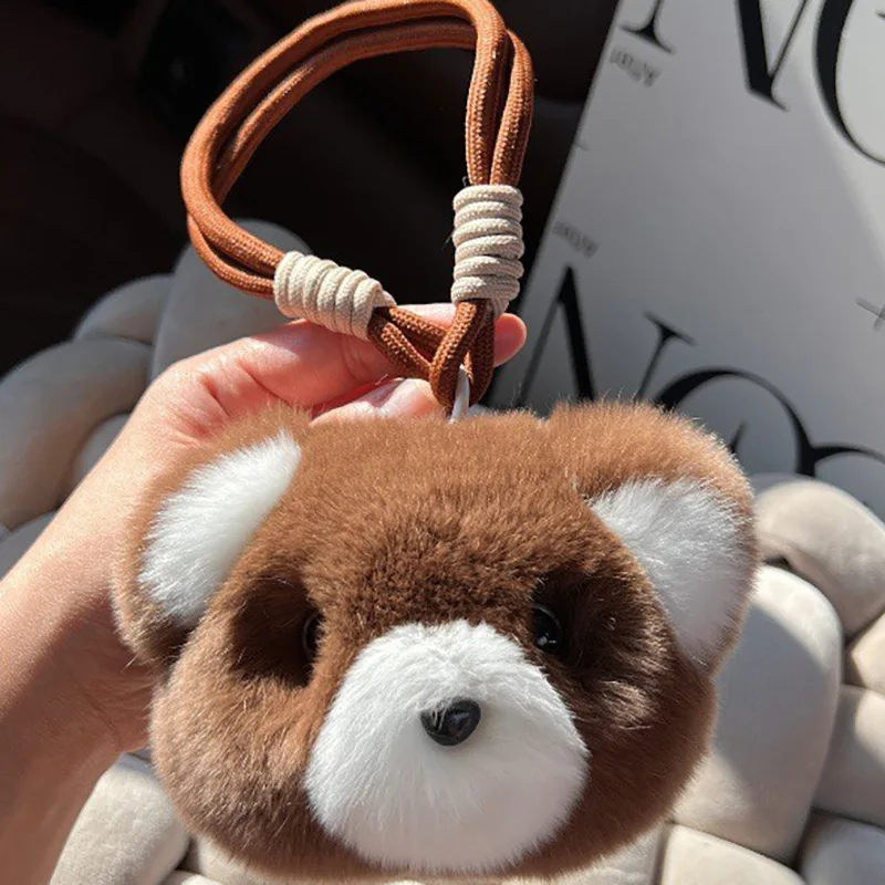 Cute Real Otter Rabbit Fur Teddy Bear Car Keychain Pendant, Popular Plush doll Backpack Charm