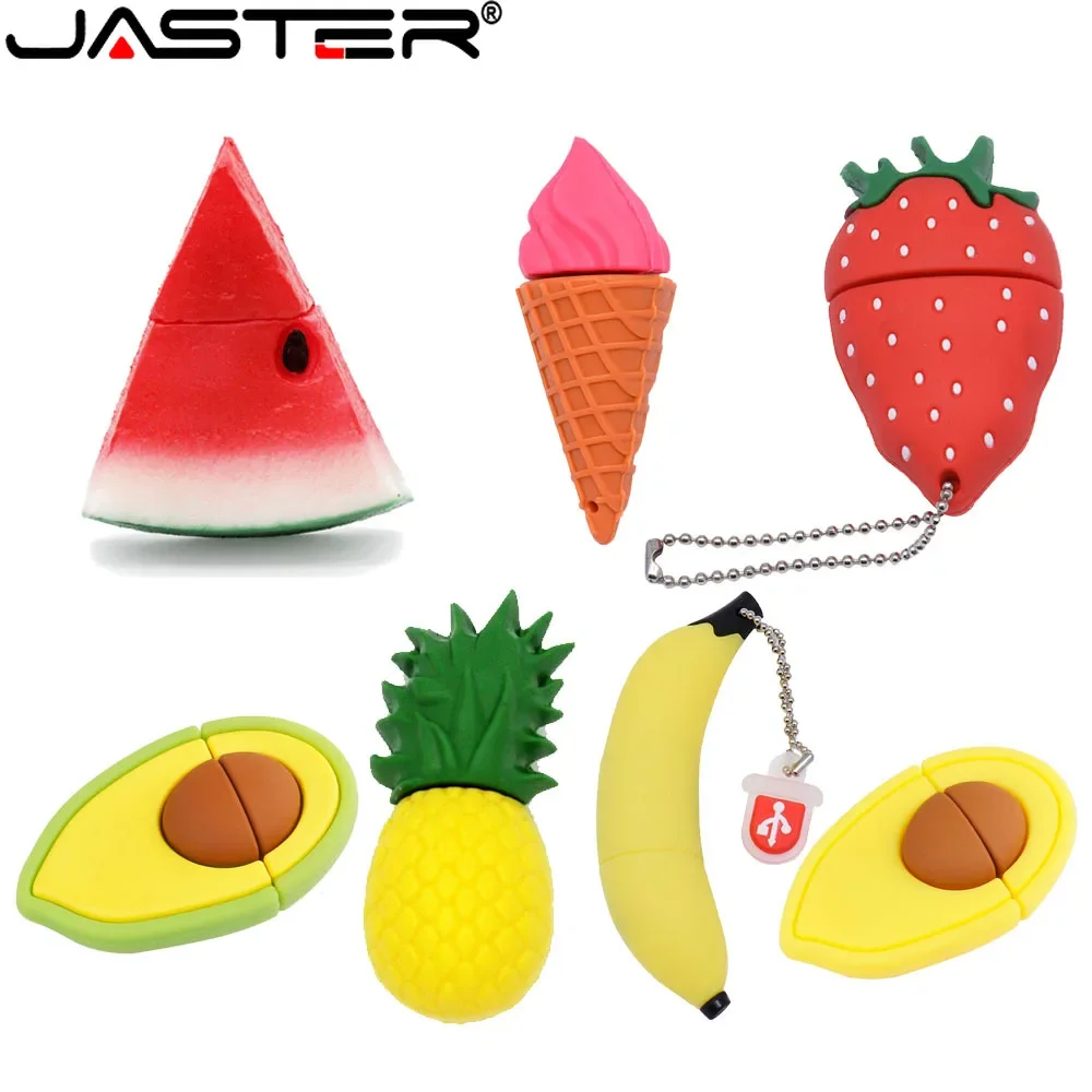 

Fruit USB Flash Drive 128GB Banana Pen drive 64GB Creative Strawberry Watermelon Memory Stick Avocado Ice Cream Pendrive 32GB