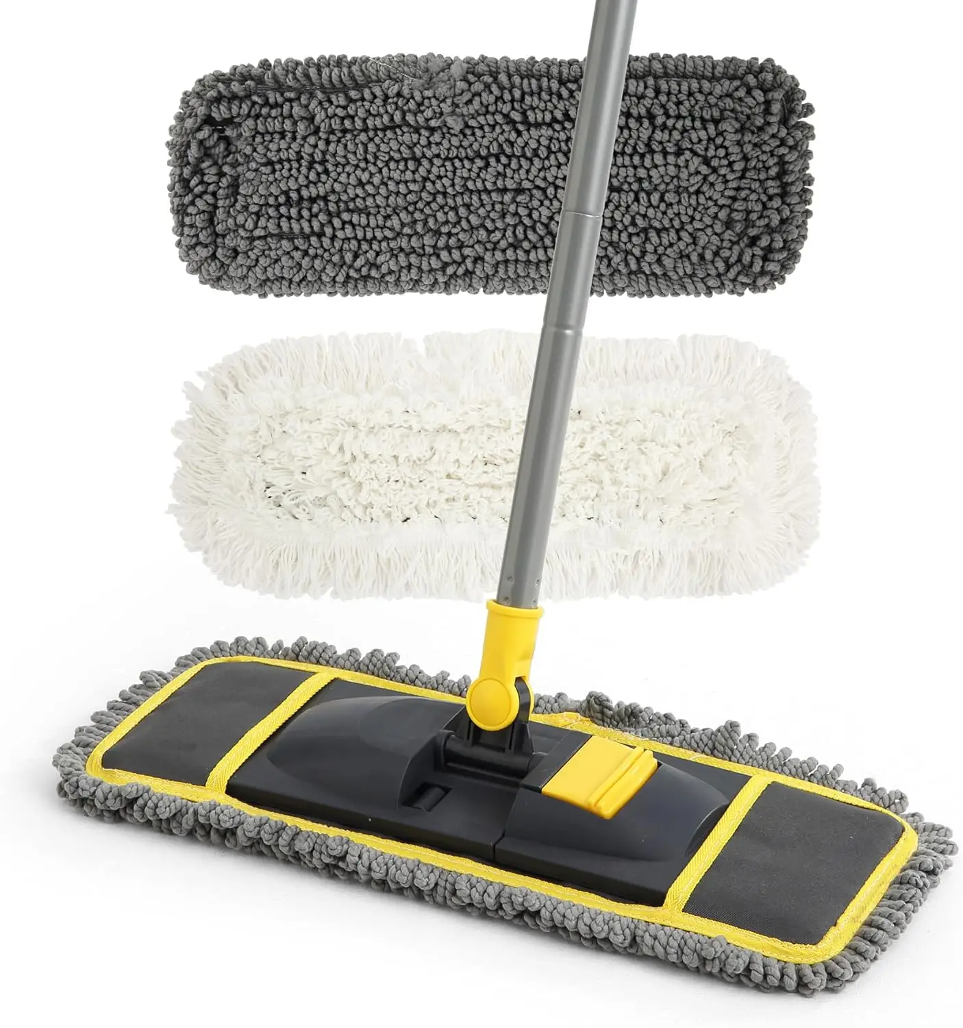 

Dust Mop for Floor Cleaning with 2 Different Mop Pads (in Total) Wet & Dry for Hardwood Ceramic Marble Tile Laminate Home Kitche
