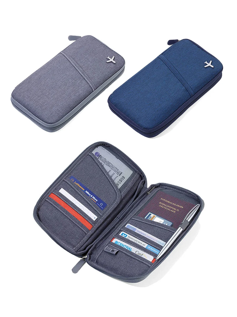 

Troika Multi-Functional Document Bag Passport Holder Card Wallet Tiet Storage Protective Case Anti-N Scan Leather Wallet