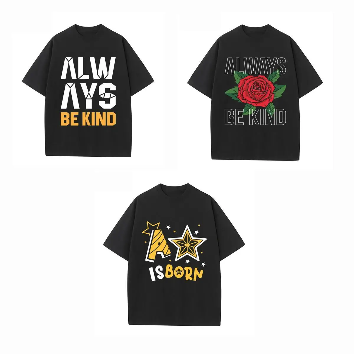 طقم تي شيرتات ثلاثية كاجوال 100% قطن ناعم للارتداء اليومي مع مطبوعات عصرية (3 ألوان) #1