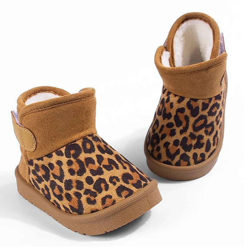 Kids Leopard Print Snow Boots Winter Boys Girls Warm Cotton-padded Shoes Soft Bottom Toddler Baby Children Boots CSH1708 view 3