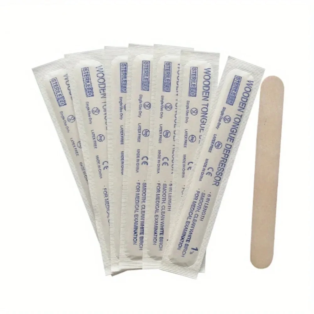 

10/50/100Pcs Sterile 6 inch Tongue Depressors Wood Individually Wrapped for Medical Popsicle Crafts Individually Packing