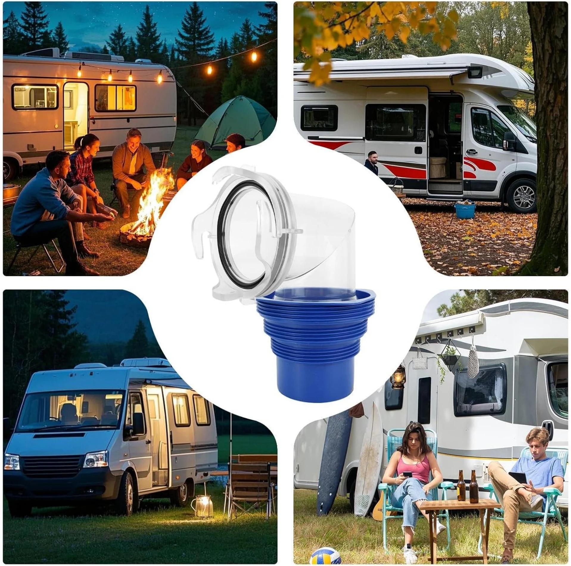 1 قطعة Rv تركيبات خرطوم المجاري Rv اتصال المجاري 90 درجة خرطوم الكوع مقطورة موصل أنابيب الصرف الصحي 4 في 1 محول RV اكسسوارات