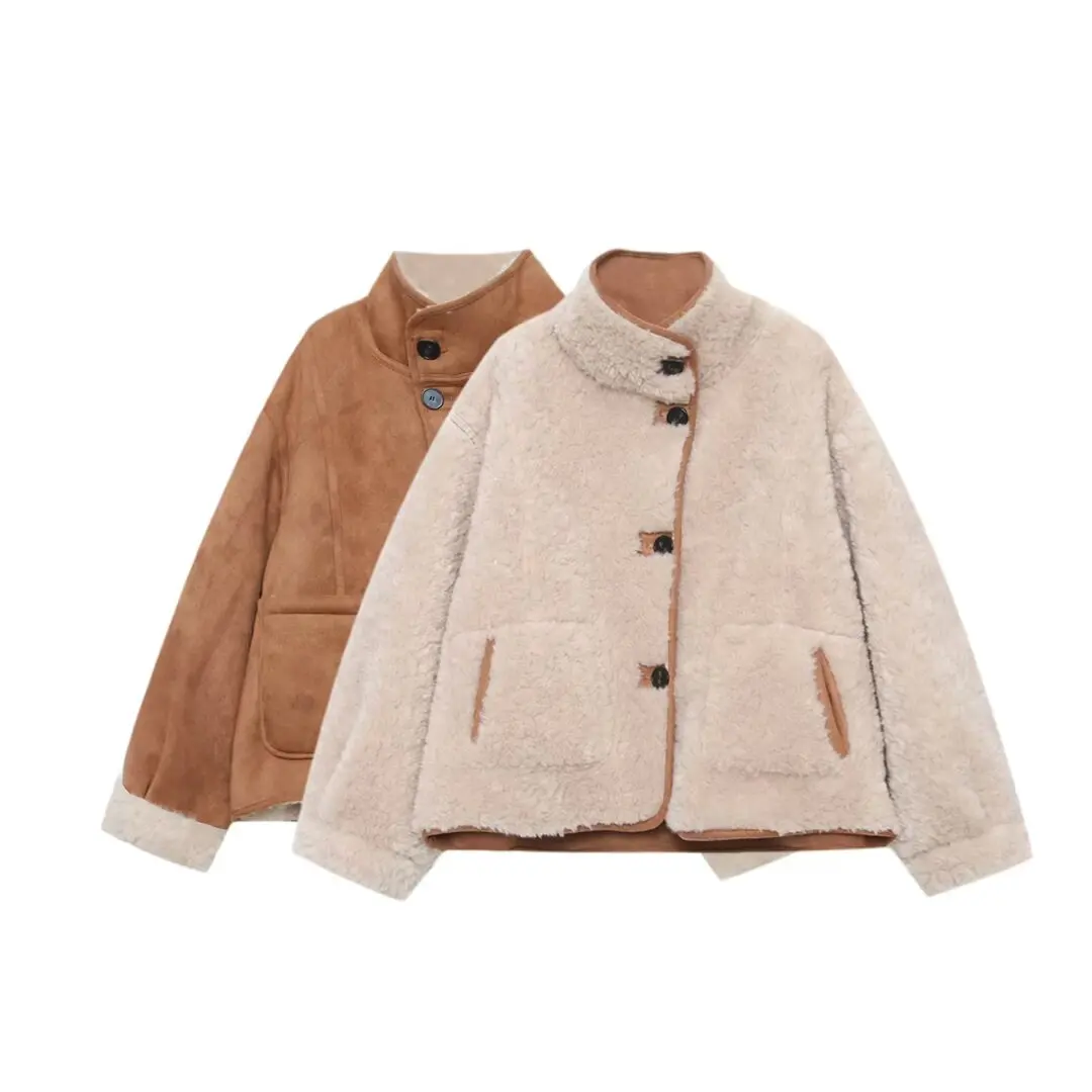 DiYiG WOMAN 2025冬新作 ファッション 冬新作 両面フリース 暖かいジャケット オールマッチ 長袖ジャケット アウターウェア 女性用