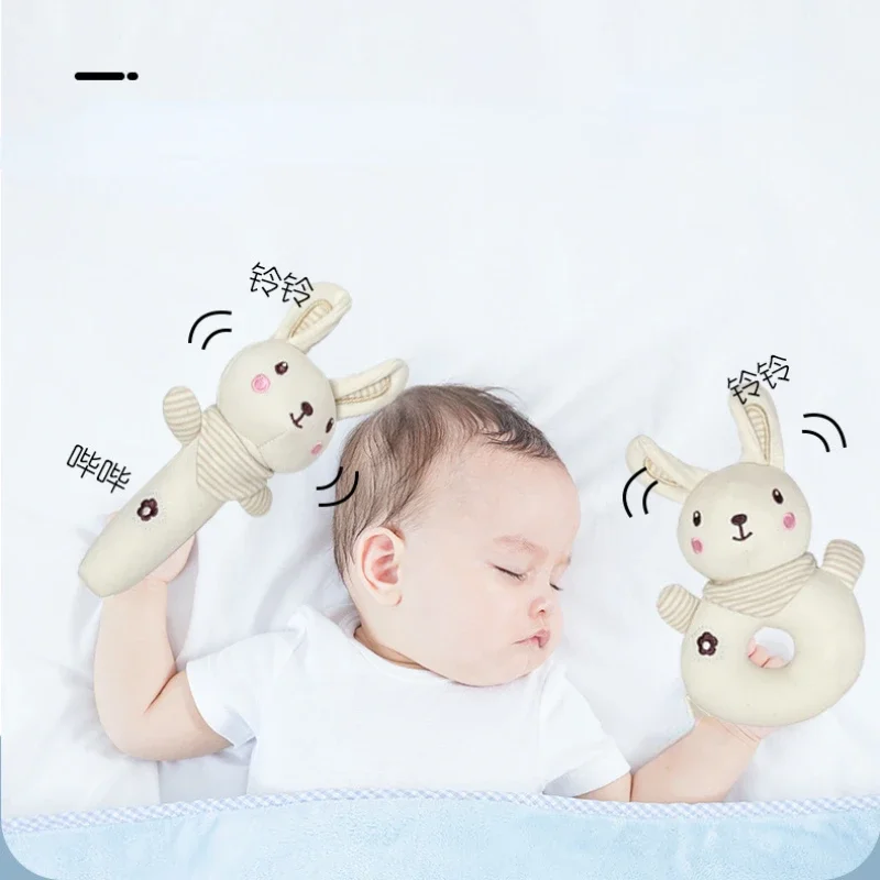 2pcs Set Baby Hand Shaker Newborn Comfort Toys Cartoon Cute Animal Plush Stuffed Rattle Infant Baby Toy for Babies Birthday Gift