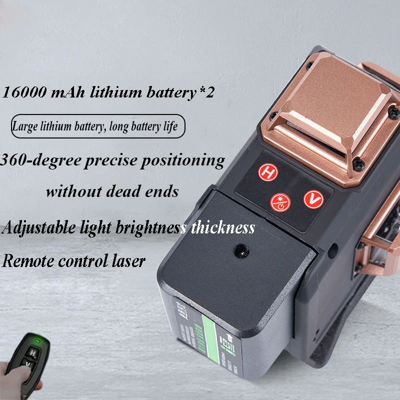 Imagem -05 - Nível Laser Roxo 3d 4d 12 16 Linhas Poderosa Luz Roxa 360° Horizontal Vertical Autonivelamento Laser Controle Remoto Sistema Óptico Ferramenta de Medição Construção Construção Exterior Nível Laser