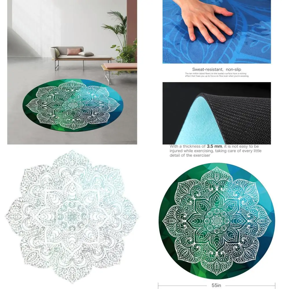

Oversized Suede Rubber Pilates & Yoga Mat, 140cm Diameter, Non-Slip for Home and Outdoor Exercise